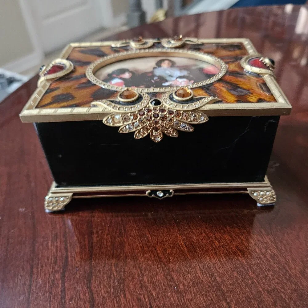 RARE 2n1 JAY STRONGWATER TORTOISE JUNGLE ENAMEL CRYSTAL JEWELRY PHOTO BOX OBJET